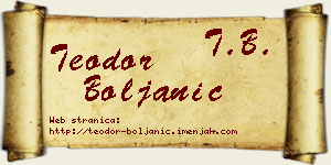 Teodor Boljanić vizit kartica